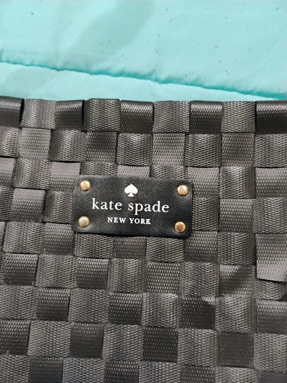 Vintage kate spade Black Woven nylon Tote with Branded Plate